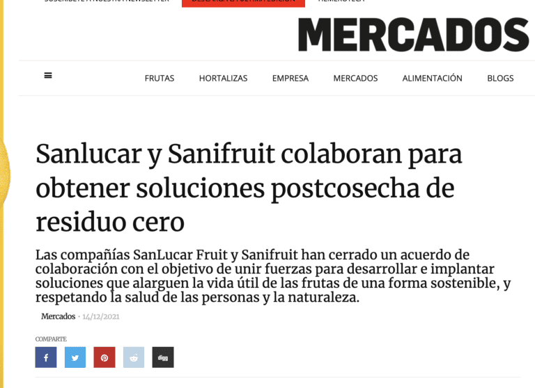 El acuerdo de colaboración entre Sanlucar y Sanifruit en la revista Mercados